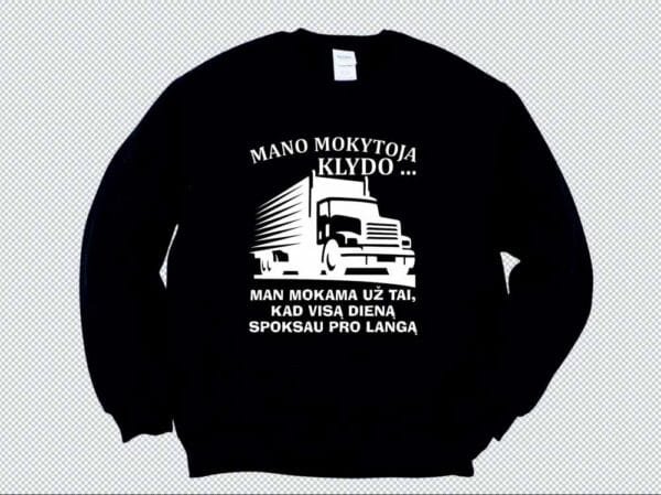Juodos spalvos džemperis Mano mokytoja klydo