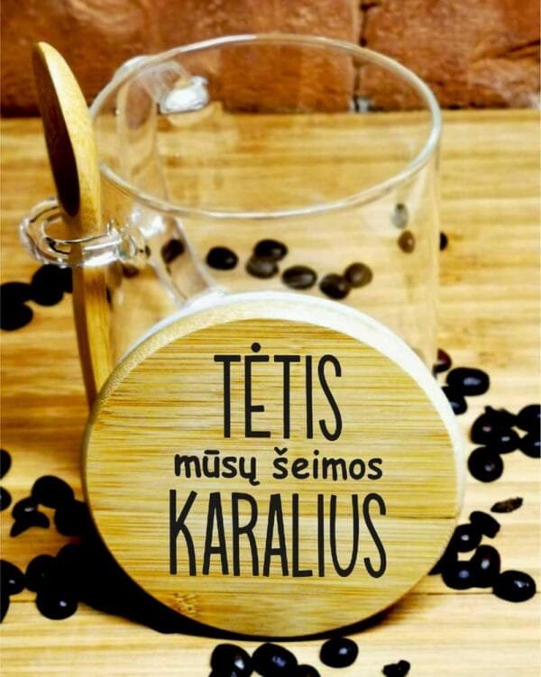 Stiklinis puodelis Tėtis Šeimos Karalius