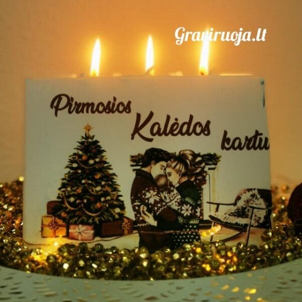 Žvakė su 3 dagtimis "Pirmosios kalėdos kartu"