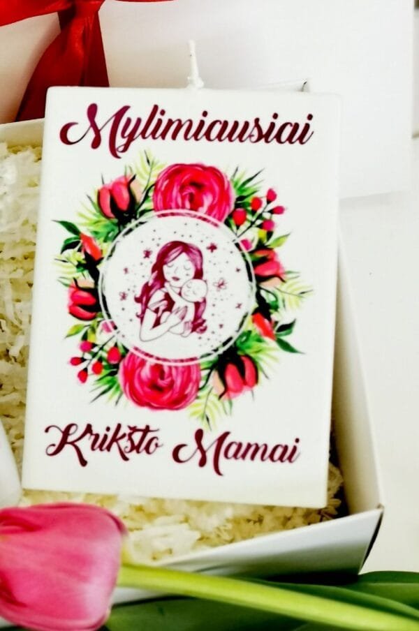 Rankų darbo žvakė Mylimiausiai krikšto mamai