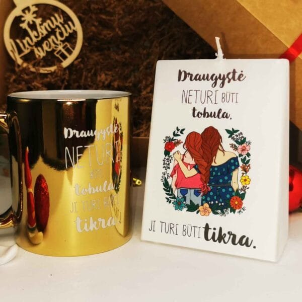 Rinkinukas žvakė ir puodelis gold Draugystė neturi būti tobula