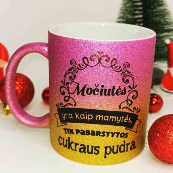 Blizgus puodelis glitter gold  Močiutės yra kaip mamytės