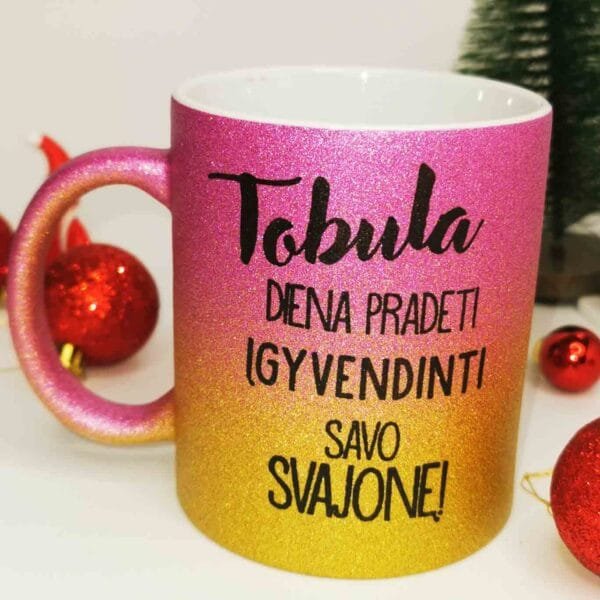 Blizgus puodelis glitter gold  Tobula diena