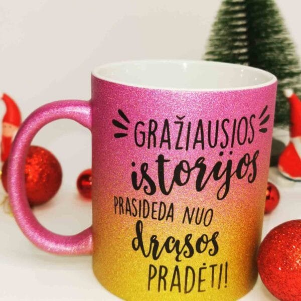 Blizgus puodelis glitter gold  Gražiausios istorijos
