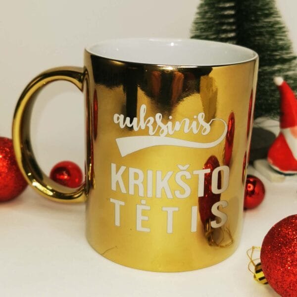 Rinkinukas su kava pakelyje  krikšto tėveliams raudona gold - Image 3