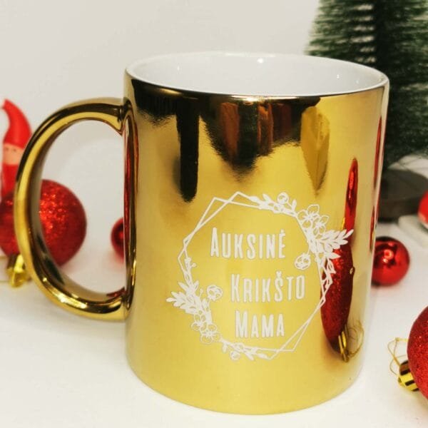Rinkinukas su kava pakelyje  krikšto tėveliams raudona gold - Image 2