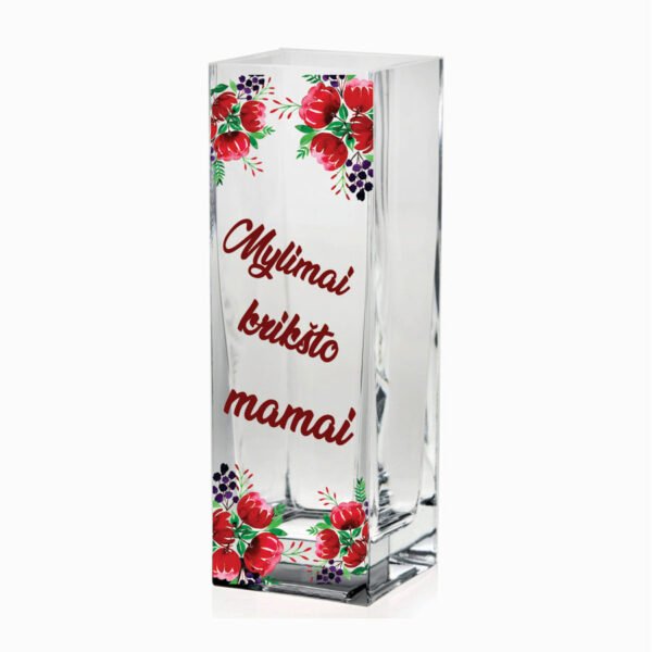 Stiklinė vaza spalvota Mylimai krikšto mamai