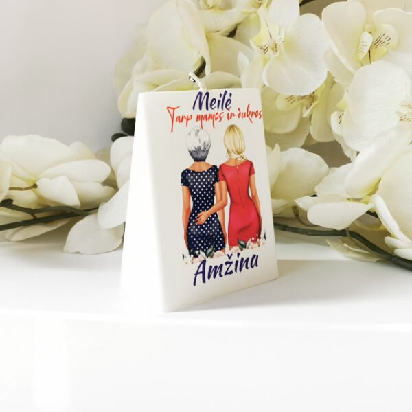 Rankų darbo žvakė Meilė tarp mamos ir dukros amžina (blond)