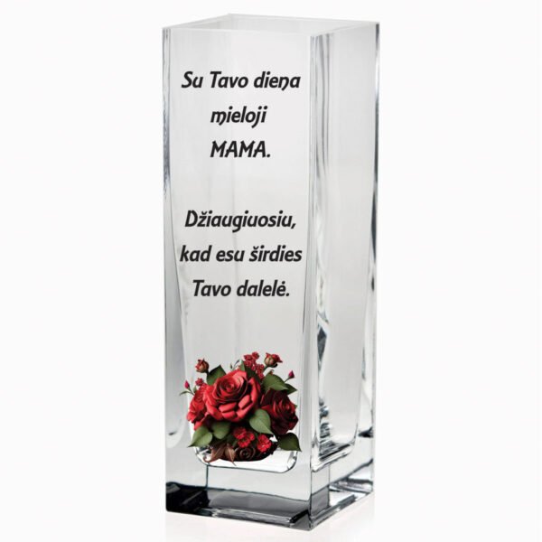 Stiklinė spalvota vaza Su tavo diena mieloji mama