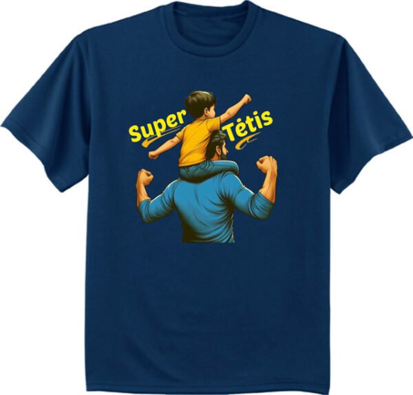 Vyriški Marškinėliai su spalvota spauda "Super tėtis su sūnum" - Image 3