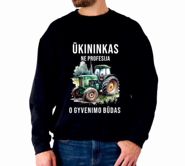 Juodos spalvos džemperis Ūkininkas ne profesija, o gyvenimo būdas